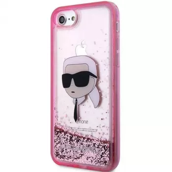 Pevné pouzdro Karl Lagerfeld KLHCI8LNKHCP Glitter Karl Head pro iPhone 7/8/SE 2020/SE 2022, růžové