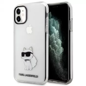 Karl Lagerfeld Ikonik Choupette pevné pouzdro pro Apple iPhone 11 / XR 6,1 inch průhledné
