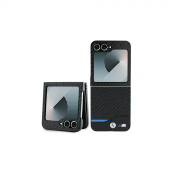 Pevné pouzdro BMW Hardcase Carbon Blue Line pro Samsung Galaxy Z Flip6 / Z Flip7 FE černé