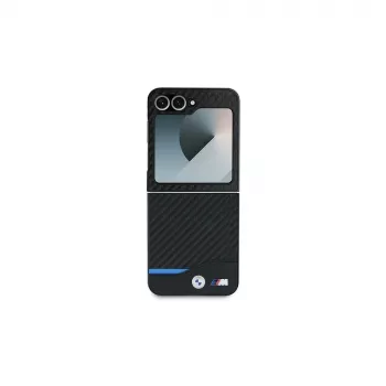 Pevné pouzdro BMW Hardcase Carbon Blue Line pro Samsung Galaxy Z Flip6 / Z Flip7 FE černé