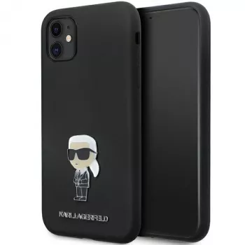 Karl Lagerfeld Ikonik silikonové pouzdro s kovovým pinem pro Apple iPhone 11 / iPhone XR 6,1 inch černé