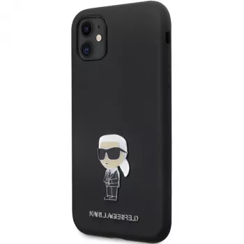 Karl Lagerfeld Ikonik silikonové pouzdro s kovovým pinem pro Apple iPhone 11 / iPhone XR 6,1 inch černé