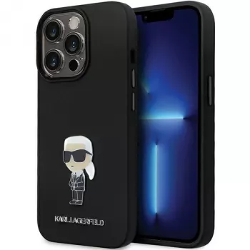 Karl Lagerfeld KLHCP14XSMHKNPK silikonový zadní kryt Ikonik s kovovým pinem pro Apple iPhone 14 Pro Max 6,7 inch černý