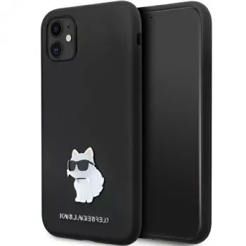 Karl Lagerfeld KLHCN61SMHCNPK pevné silikonové pouzdro s kovovým pinem pro iPhone 11 / XR 6,1 inch černé