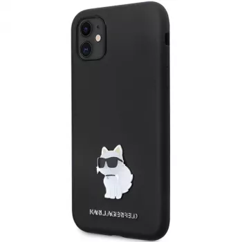 Karl Lagerfeld KLHCN61SMHCNPK pevné silikonové pouzdro s kovovým pinem pro iPhone 11 / XR 6,1 inch černé