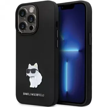 Karl Lagerfeld KLHCP14XSMHCNPK pevné pouzdro silikonové C s kovovým pinem pro iPhone 14 Pro Max 6,7 inch černé