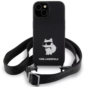 Karl Lagerfeld KLHCP15SSCBSCNK iPhone 15 / 14 / 13 6,1 inch pevné pouzdro černé Crossbody silikonové Choupette