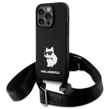 Karl Lagerfeld KLHCP15XSCBSCNK iPhone 15 Pro Max 6,7 inch pevné pouzdro černé Crossbody silikonové Choupette