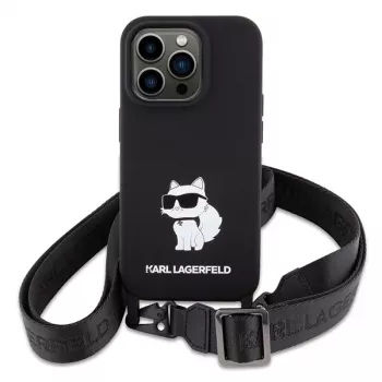 Karl Lagerfeld KLHCP15XSCBSCNK iPhone 15 Pro Max 6,7 inch pevné pouzdro černé Crossbody silikonové Choupette