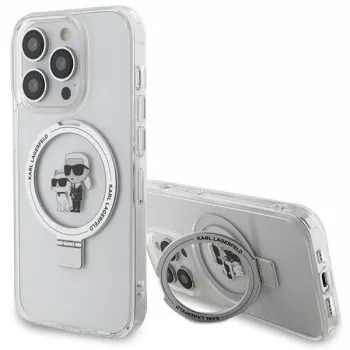 Pevné pouzdro Karl Lagerfeld KLHMP13XHMRSKCH s prstencem pro iPhone 13 Pro Max 6,7 inch bílé Karl & Choupette MagSafe