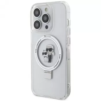 Pevné pouzdro Karl Lagerfeld KLHMP13XHMRSKCH s prstencem pro iPhone 13 Pro Max 6,7 inch bílé Karl & Choupette MagSafe