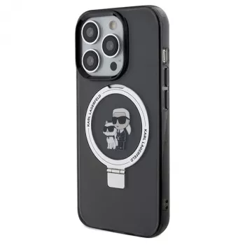 Pevné pouzdro Karl Lagerfeld pro iPhone 13 Pro Max 6,7 inch s prstencem Karl & Choupette MagSafe černé