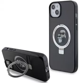 Pevné pouzdro s prstencovým stojánkem MagSafe Karl Lagerfeld KLHMP15MHMRSKCK pro iPhone 15 Plus / 14 Plus 6,7 inch, černé