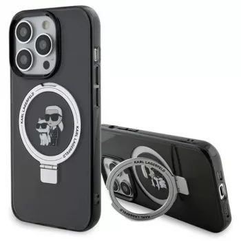 Pevné pouzdro s prstencovým stojánkem MagSafe Karl Lagerfeld KLHMP15LHMRSKCK pro iPhone 15 Pro 6,1 inch, černé