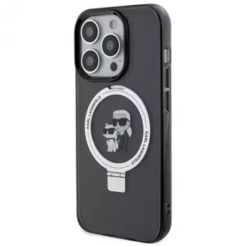 Pevné pouzdro s prstencovým stojánkem MagSafe Karl Lagerfeld KLHMP15LHMRSKCK pro iPhone 15 Pro 6,1 inch, černé
