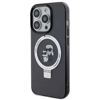 Pevné pouzdro s prstencovým stojánkem Karl & Choupette MagSafe Karl Lagerfeld KLHMP15XHMRSKCK pro iPhone 15 Pro Max 6,7 inch, černé