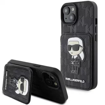 Karl Lagerfeld KLHCP15SSAKKNSCK Saffiano Ikonik pevné pouzdro pro iPhone 15/14/13 6,1 inch - černé