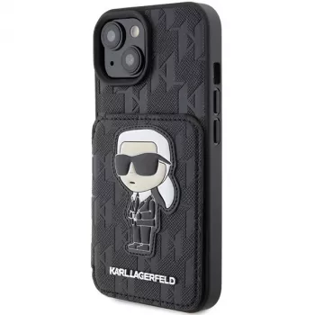 Karl Lagerfeld KLHCP15SSAKKNSCK Saffiano Ikonik pevné pouzdro pro iPhone 15/14/13 6,1 inch - černé