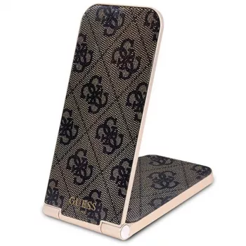 Guess skládací 2v1 bezdrátová nabíječka GUDCFAL4PEGW 15W hnědá 4G Pattern MagSafe