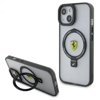 Ferrari FEHMP15SUSCAH iPhone 15 / 14 / 13 6,1 inch průhledné pevné pouzdro s držákem na prst 2023 Collection MagSafe