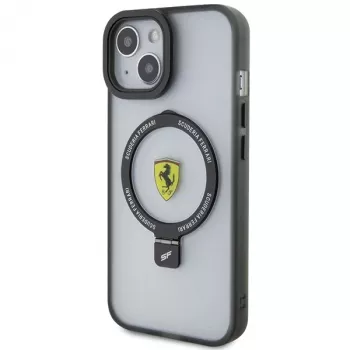 Ferrari FEHMP15SUSCAH iPhone 15 / 14 / 13 6,1 inch průhledné pevné pouzdro s držákem na prst 2023 Collection MagSafe