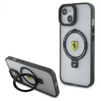 Ferrari FEHMP15MUSCAH iPhone 15 Plus / 14 Plus 6,7 inch průhledné pevné pouzdro s držákem na prst, MagSafe, 2023 Collection