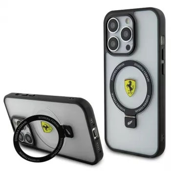 Ferrari FEHMP15LUSCAH iPhone 15 Pro 6,1 inch průhledné pevné pouzdro s držákem na prst, kompatibilní s MagSafe, 2023 Collection