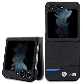 BMW M Collection kožený kryt zad s karbonem pro Samsung Galaxy Z Flip5 - černý