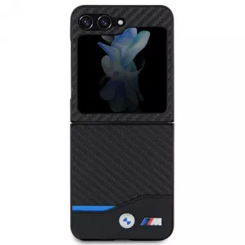 BMW M Collection kožený kryt zad s karbonem pro Samsung Galaxy Z Flip5 - černý