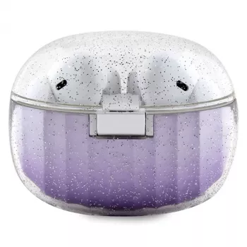 True Wireless Bluetooth sluchátka s nabíjecím pouzdrem Guess Glitter Gradient, fialová