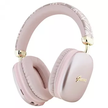 Guess Gcube Metallic Script Logo on-ear Bluetooth sluchátka růžová