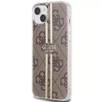 Pevné pouzdro IML 4G Gold Stripe Guess GUHCP15MH4PSEGW pro iPhone 15 Plus / 14 Plus 6,7 inch, hnědé