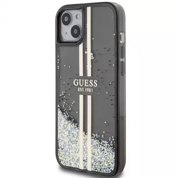 Pevné pouzdro Liquid Glitter Gold Stripes Guess GUHCP15MLFCSEGK pro iPhone 15 Plus / 14 Plus 6,7 inch, černé