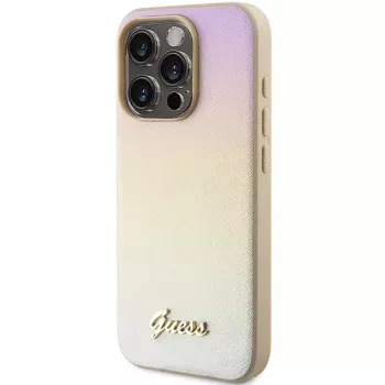 Guess GUHCP14XPSAIRSD Saffiano Iridescent Script pevné pouzdro pro Apple iPhone 14 Pro Max 6,7 inch - zlaté