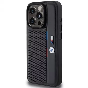 BMW Perforated Tricolor Line pevné pouzdro pro Apple iPhone 15 Pro 6,1