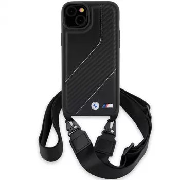 BMW M Edition Carbon Stripe & Strap pevné pouzdro pro iPhone 15 Plus / 14 Plus 6,7
