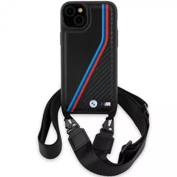 BMW M Edition Carbon Tricolor Lines pevné pouzdro pro iPhone 15 Plus / 14 Plus 6,7