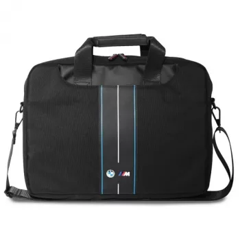 BMW taška na notebook 16 inch černý nylon modrý pruh