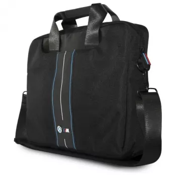 BMW taška na notebook 16 inch černý nylon modrý pruh