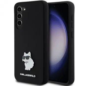 Karl Lagerfeld KLHCS23MSMHCNPK S23+ S916 černý pevný kryt silikonový Choupette kovový pin