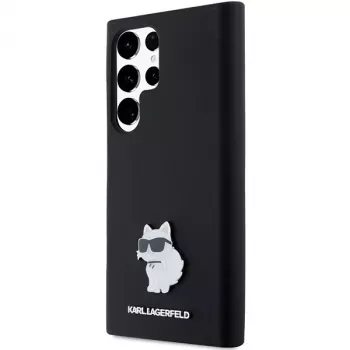 Karl Lagerfeld KLHCS23LSMHCNPK S23 Ultra S918 černý pevný kryt silikonový Choupette kovový pin
