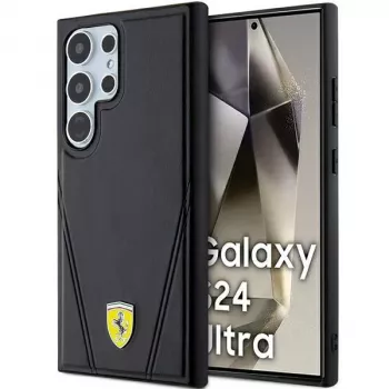 Ferrari FEHMS24LP3BAK pevný kryt pro Samsung Galaxy S24 Ultra, černý, Hot Stamp V Lines, MagSafe