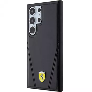 Ferrari FEHMS24LP3BAK pevný kryt pro Samsung Galaxy S24 Ultra, černý, Hot Stamp V Lines, MagSafe