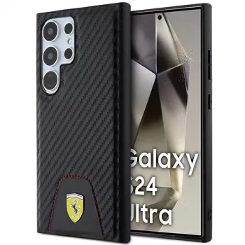 Ferrari FEHCS24LN3PUK pevný kryt pro Samsung Galaxy S24 Ultra, carbon prošívané dno, černý