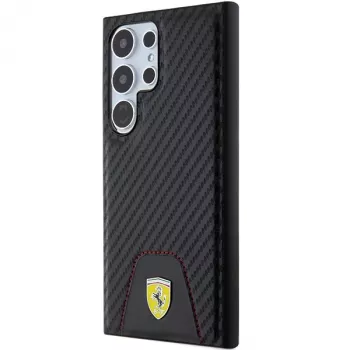 Ferrari FEHCS24LN3PUK pevný kryt pro Samsung Galaxy S24 Ultra, carbon prošívané dno, černý