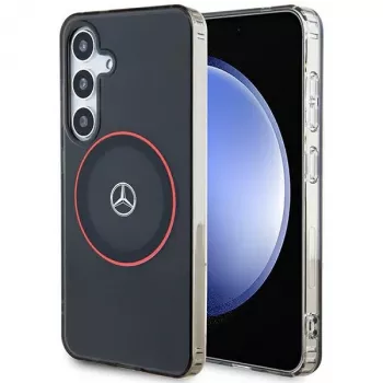 Pevné dvouvrstvé pouzdro s Red MagSafe Mercedes-Benz S24 pro Samsung Galaxy S24, černé