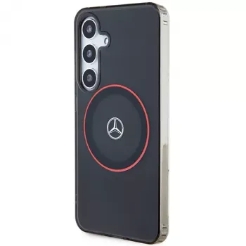 Pevné dvouvrstvé pouzdro s Red MagSafe Mercedes-Benz S24 pro Samsung Galaxy S24, černé
