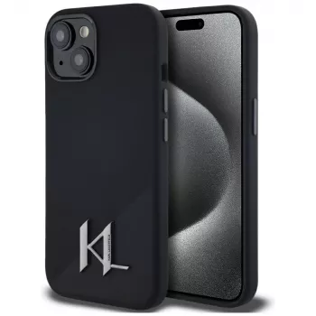 KARL LAGERFELD silikonový Shadow Metal Initial MagSafe kryt pro iPhone 15 černý