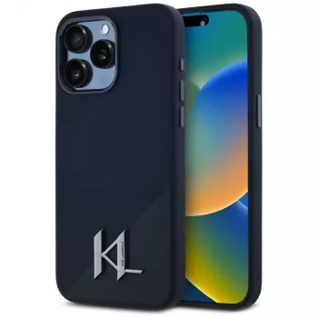 Karl Lagerfeld Silicone ShadowMetal Initial MagSafe pouzdro pro iPhone 15 Pro Max, černé