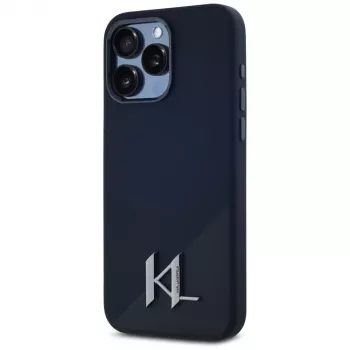 Karl Lagerfeld Silicone ShadowMetal Initial MagSafe pouzdro pro iPhone 15 Pro Max, černé